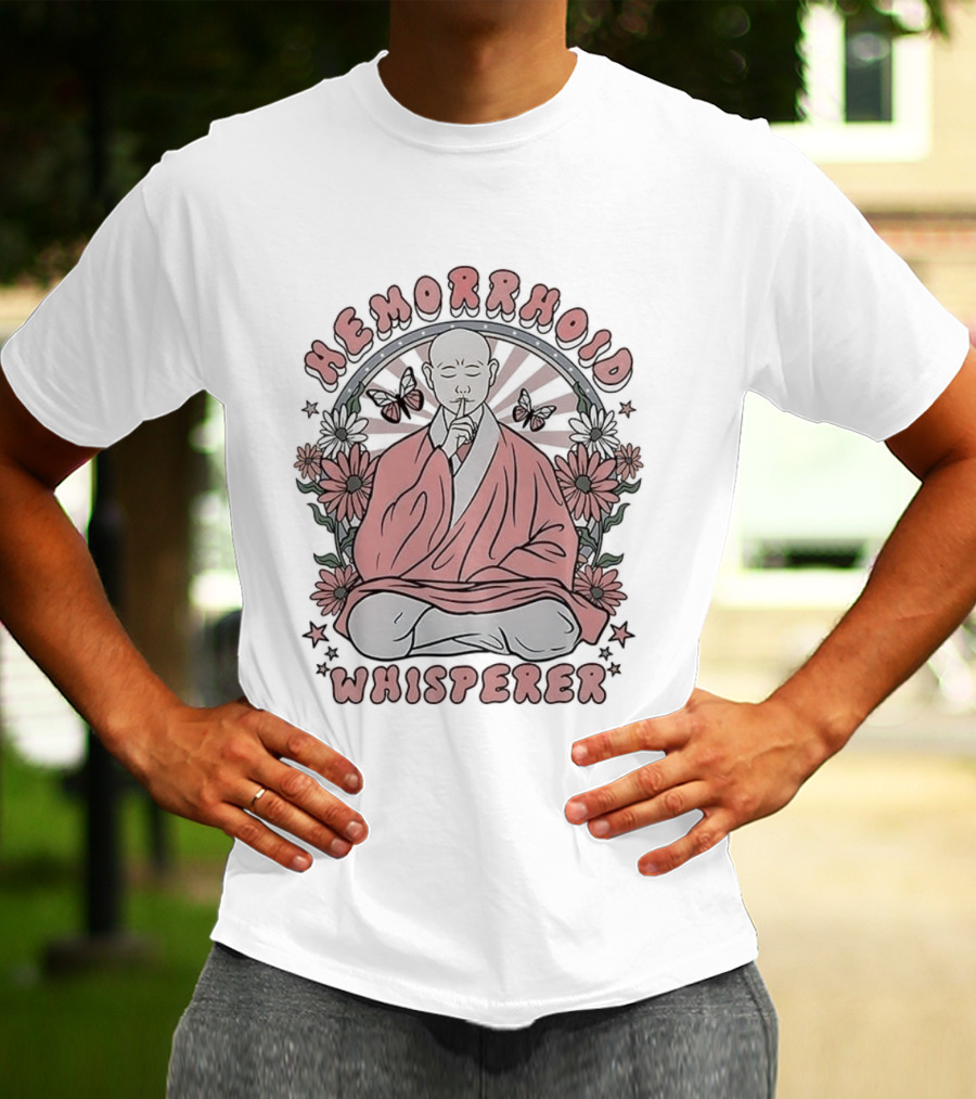 Hemorrhoid Whisperer Monk Meditates Surrounded By Flowers T-Shirt