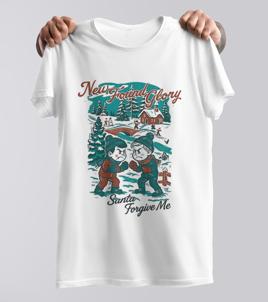 New Found Glory Santa Forgive Me Winter Scene T-Shirt