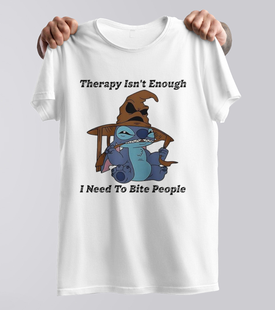 Therapy Isn't Enough I Need To Bite People Stitch Mood T-Shirt