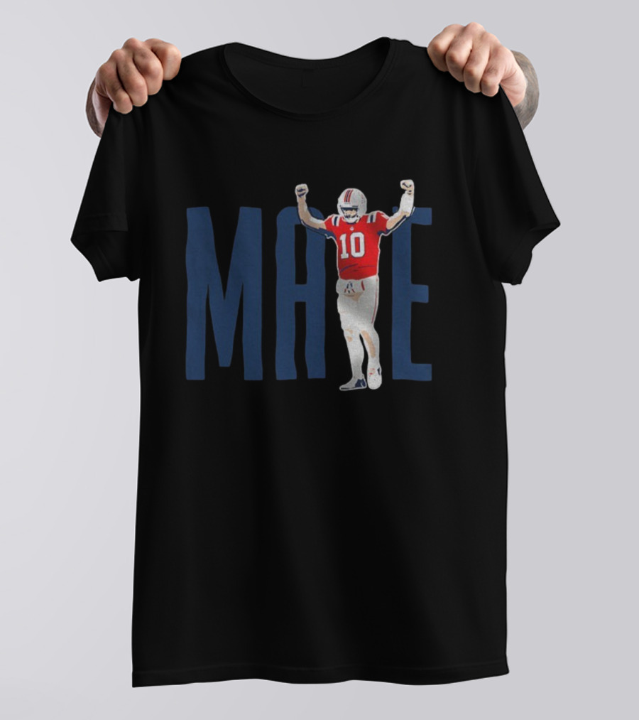 Drake Maye 10 New England Patriots Celebration NFL Football 2025 T-Shirt