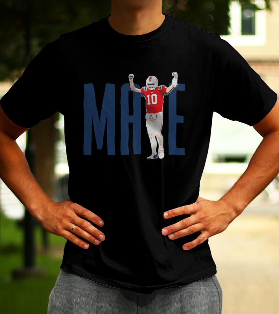 Drake Maye 10 New England Patriots Celebration NFL Football 2025 T-Shirt