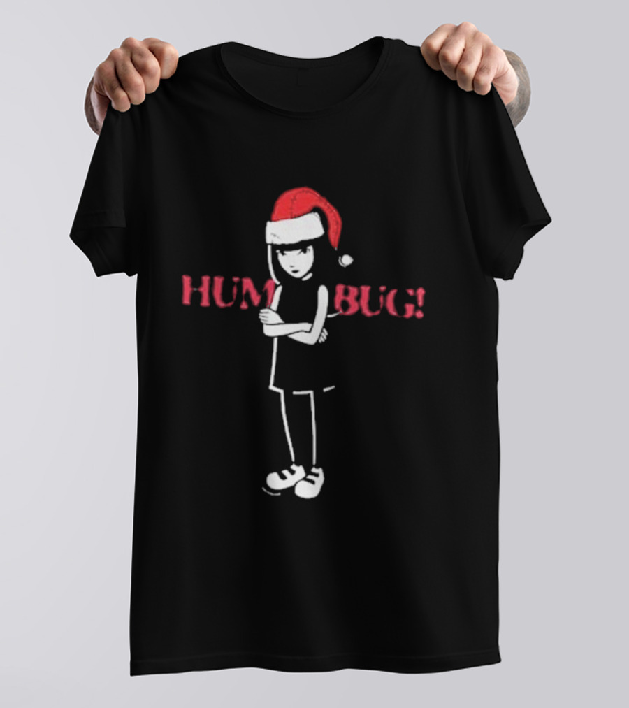 Emily The Strange Humbug Christmas Santa Hat T-Shirt