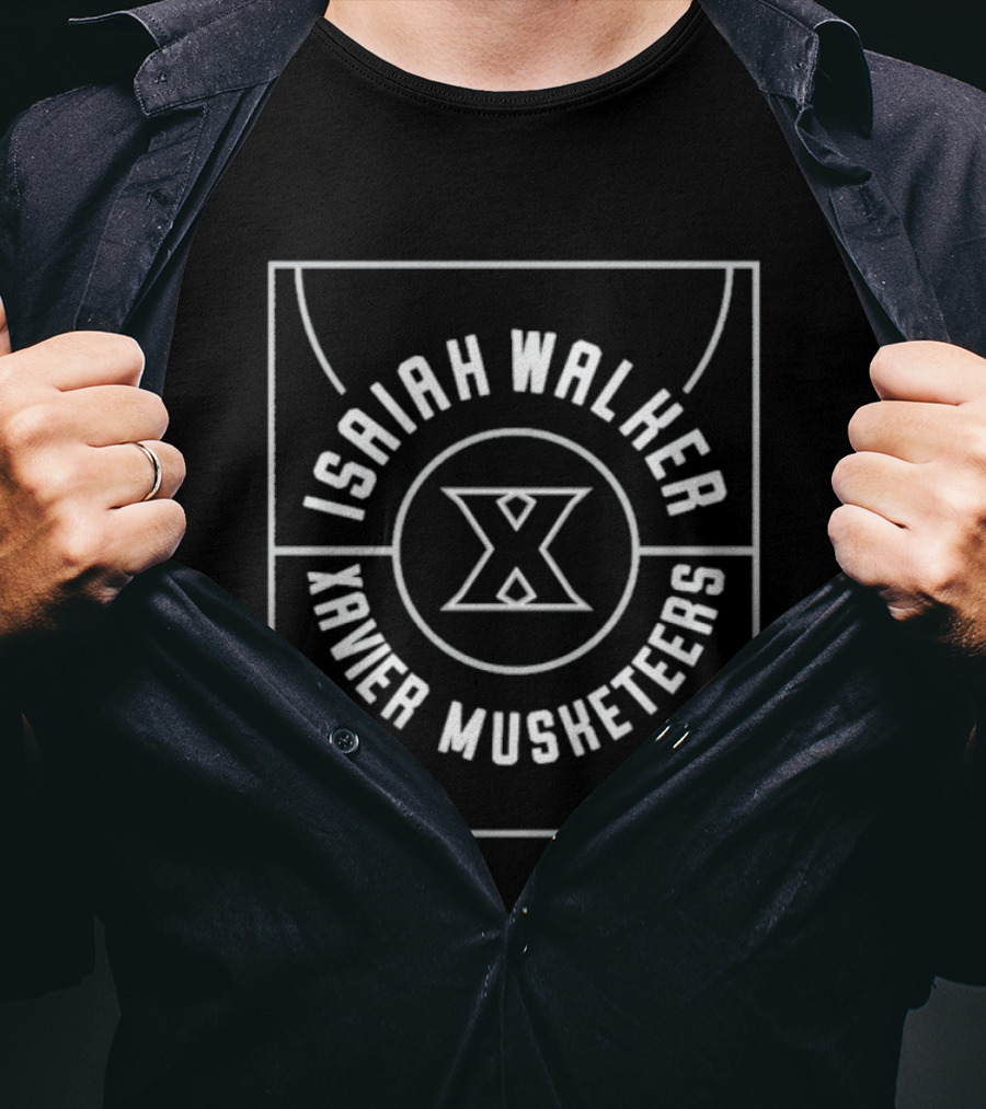 Isaiah Walker Xavier Musketeers Basketball Court X Logo T-Shirt