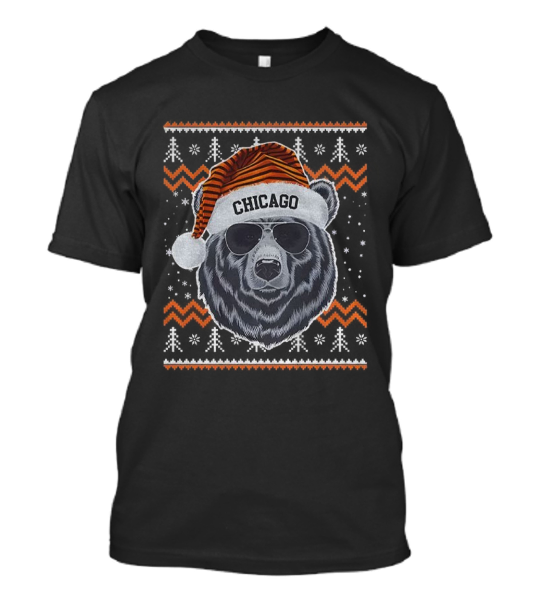 Chicago Bears Santa Hat Christmas NFL Football Game Day T-Shirt