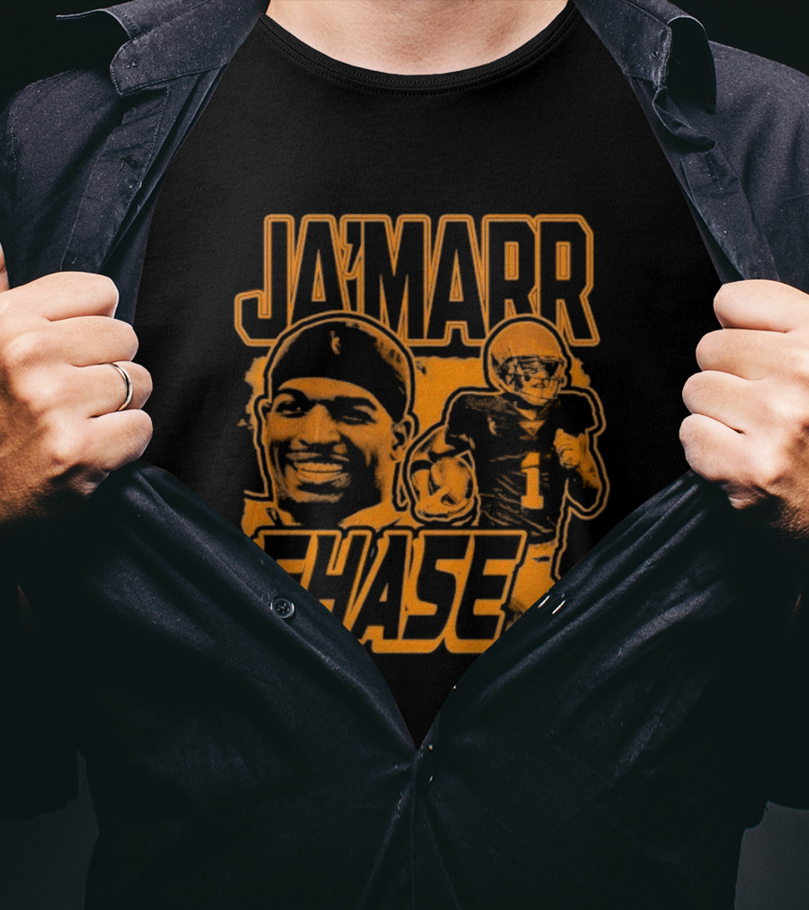 Ja'Marr Chase Football Star Player Illustration T-Shirt