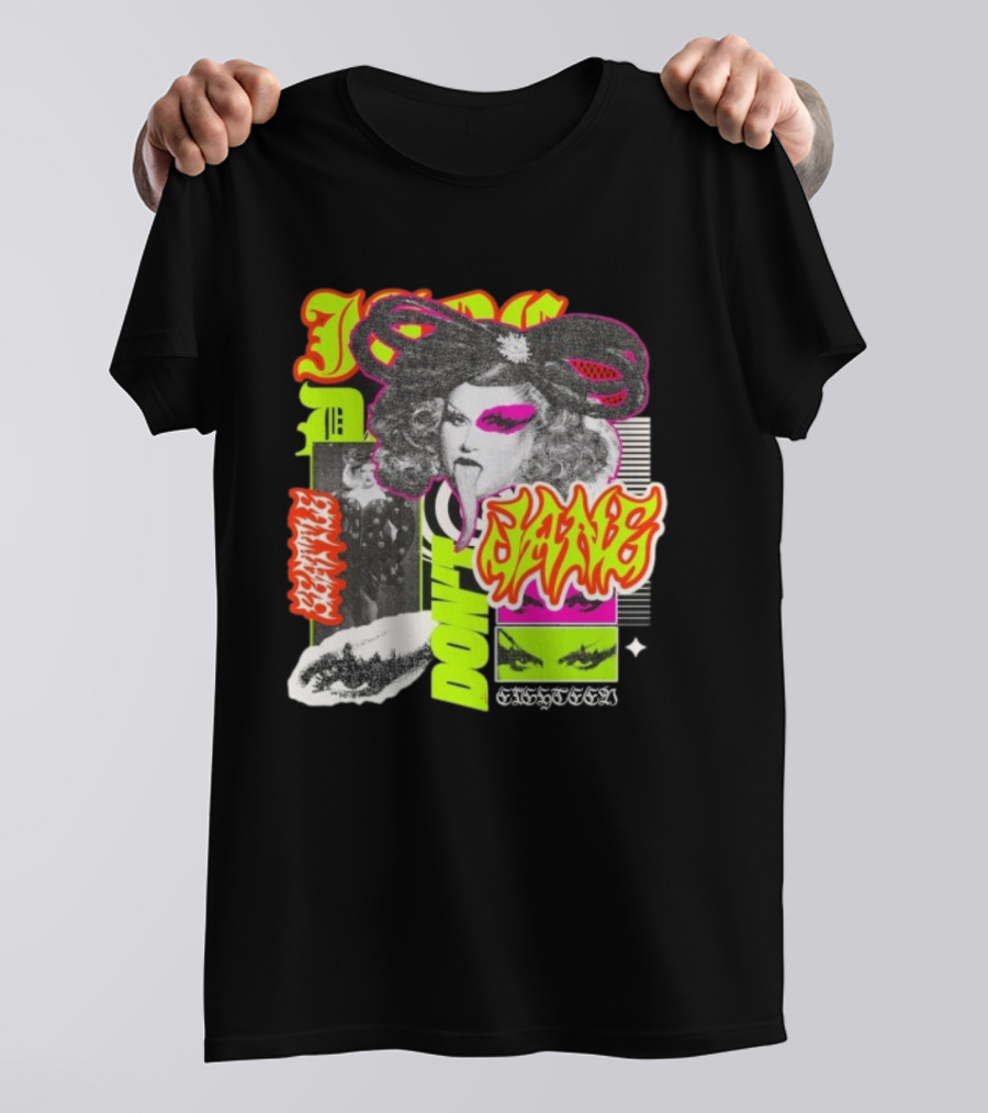Jane Don't Glam Punk Retro Vibe Colorful Collage T-Shirt
