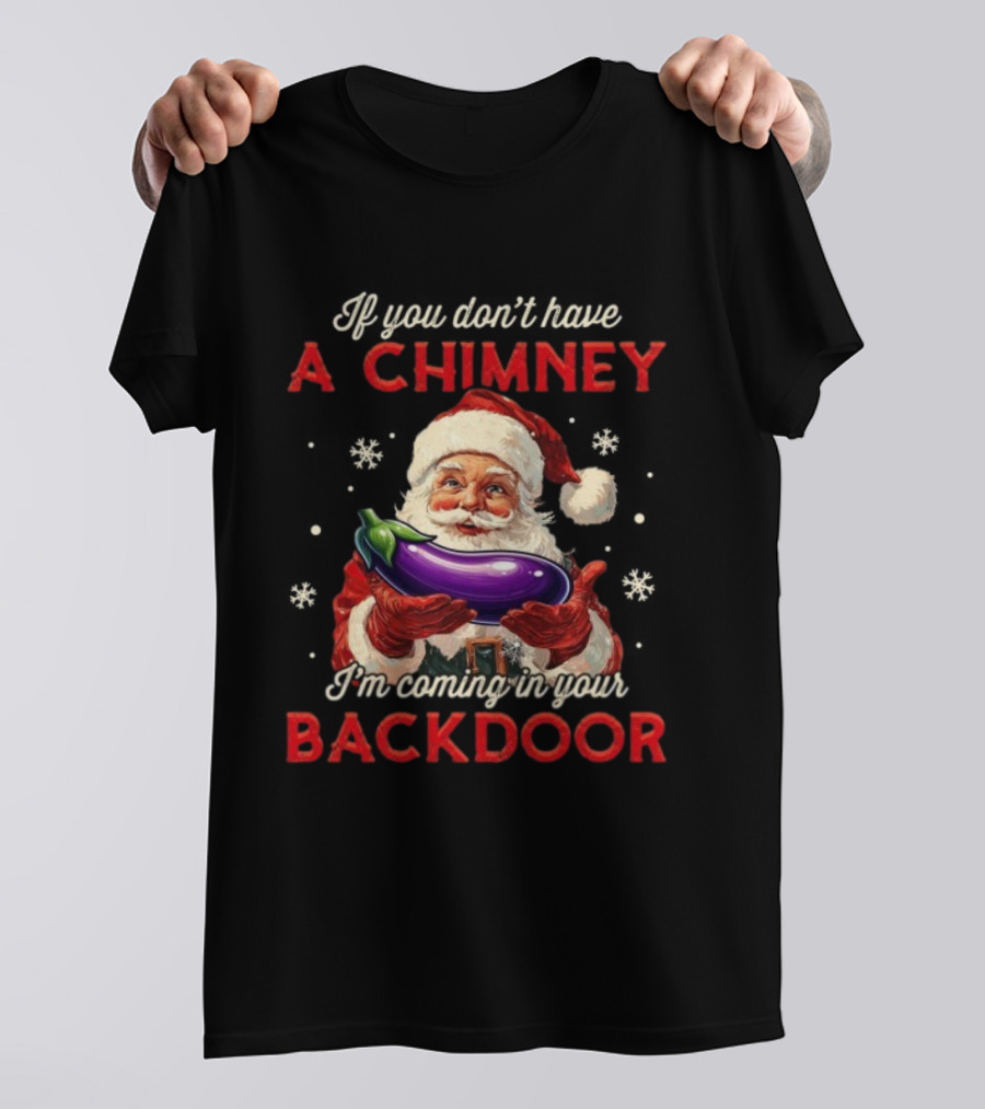 If You Dont Have A Chimney Santa Coming In Your Backdoor Christmas Eggplant T-Shirt