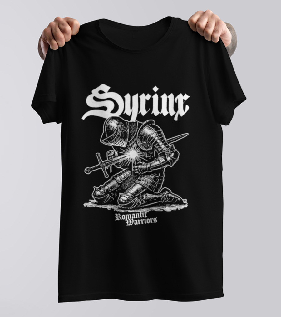 Syrinx Romantic Warriors Knight Sword Kneeling Medieval Armor T-Shirt