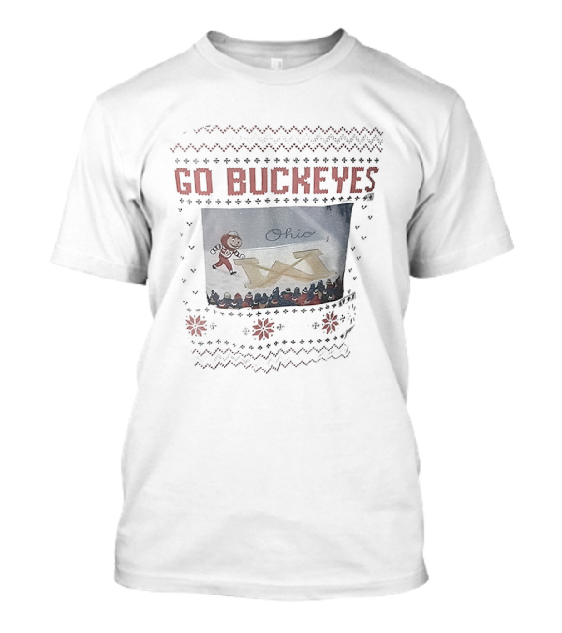 Go Buckeyes Brutus Buckeye Crosses Out Michigan W Snow Scene T-Shirt