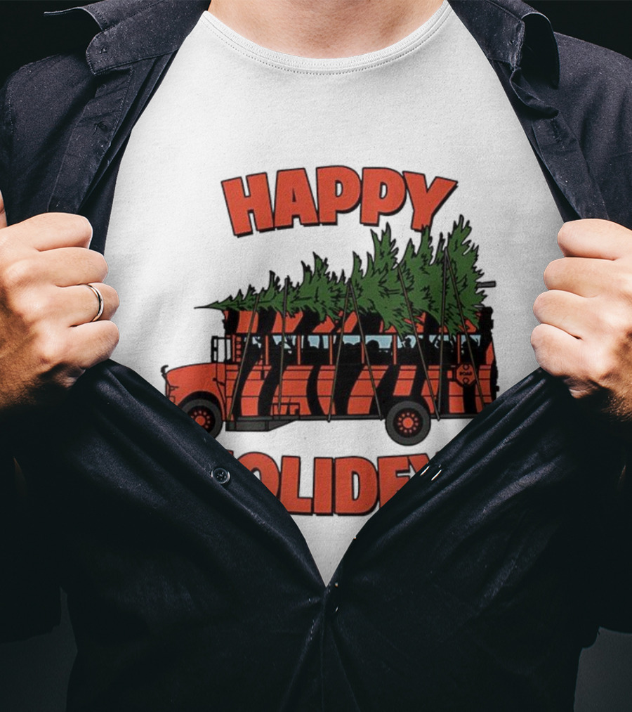 Cincinnati Bengals Happy Holidays Christmas School Bus T-Shirt