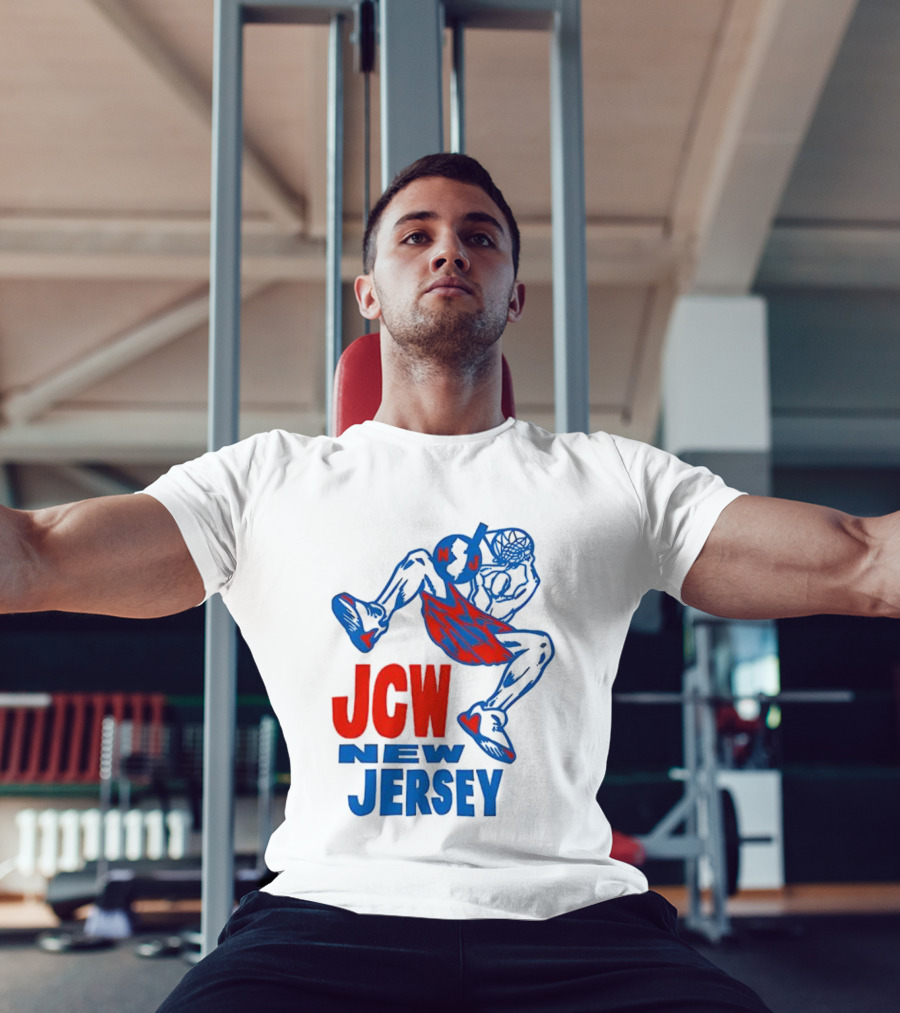 JCW New Jersey Basketball Dunking Figure Iconic Sports Style T-Shirt