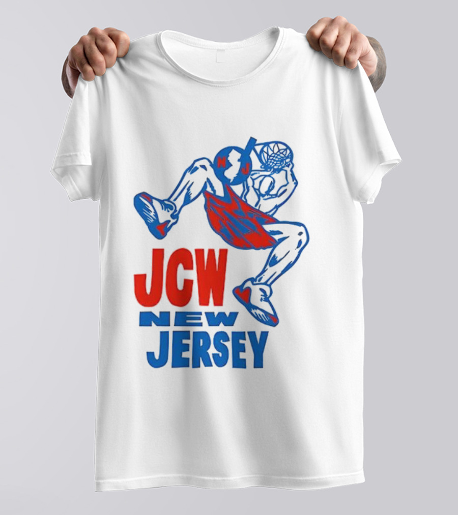JCW New Jersey Basketball Dunking Figure Iconic Sports Style T-Shirt