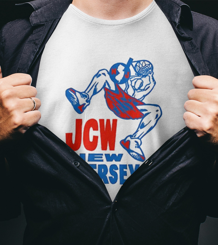 JCW New Jersey Basketball Dunking Figure Iconic Sports Style T-Shirt