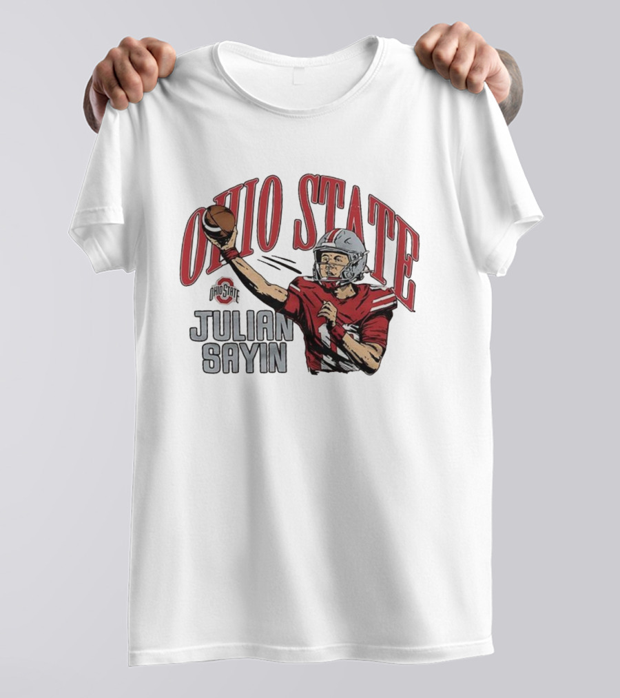 Ohio State Buckeyes Julian Sayin Football Throw Cartoon T-Shirt