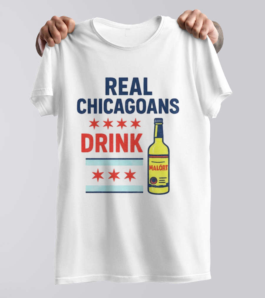 Real Chicagoans Drink Malort Bears Football Fans NFL Pride T-Shirt