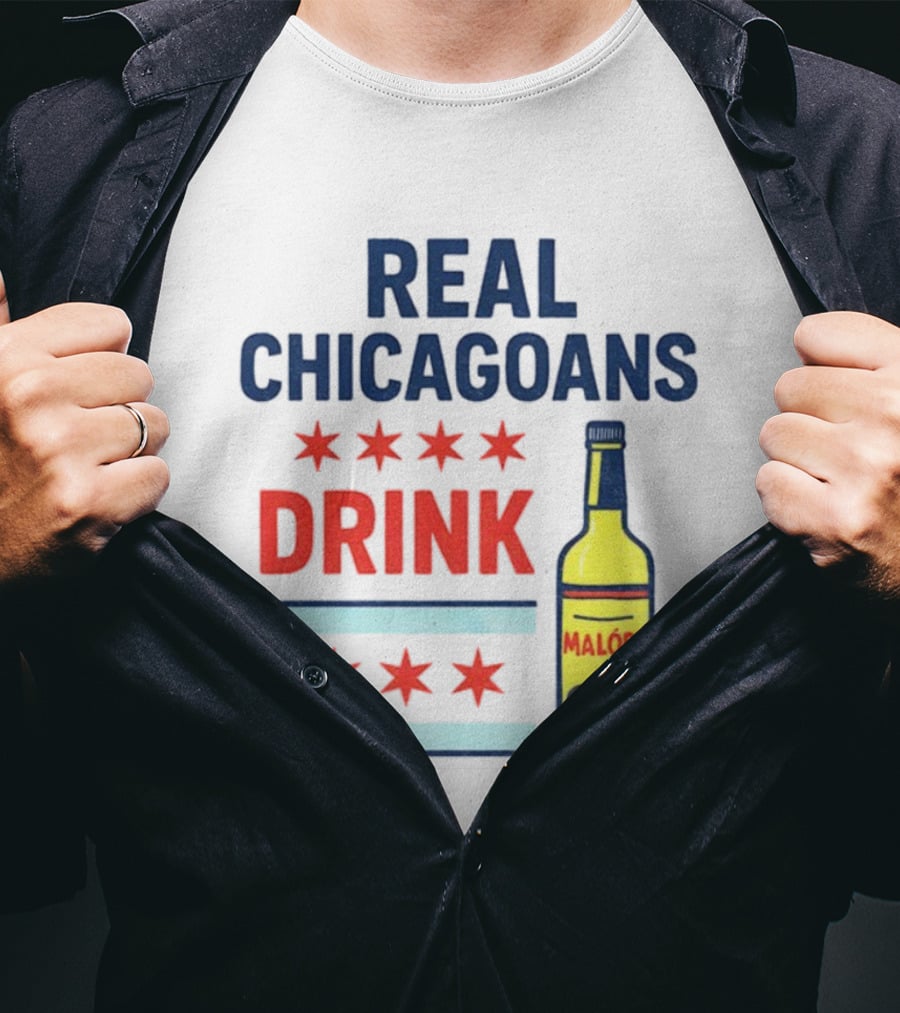 Real Chicagoans Drink Malort Bears Football Fans NFL Pride T-Shirt