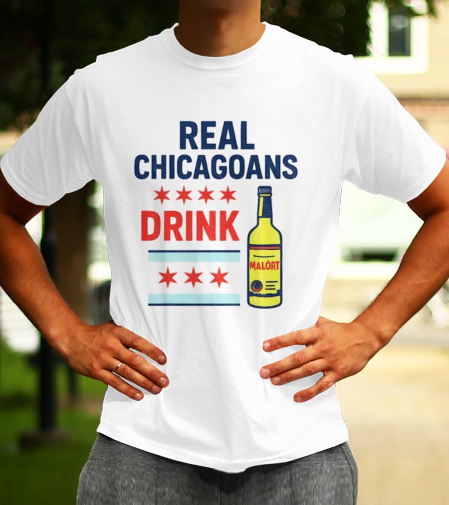 Real Chicagoans Drink Malort Bears Football Fans NFL Pride T-Shirt