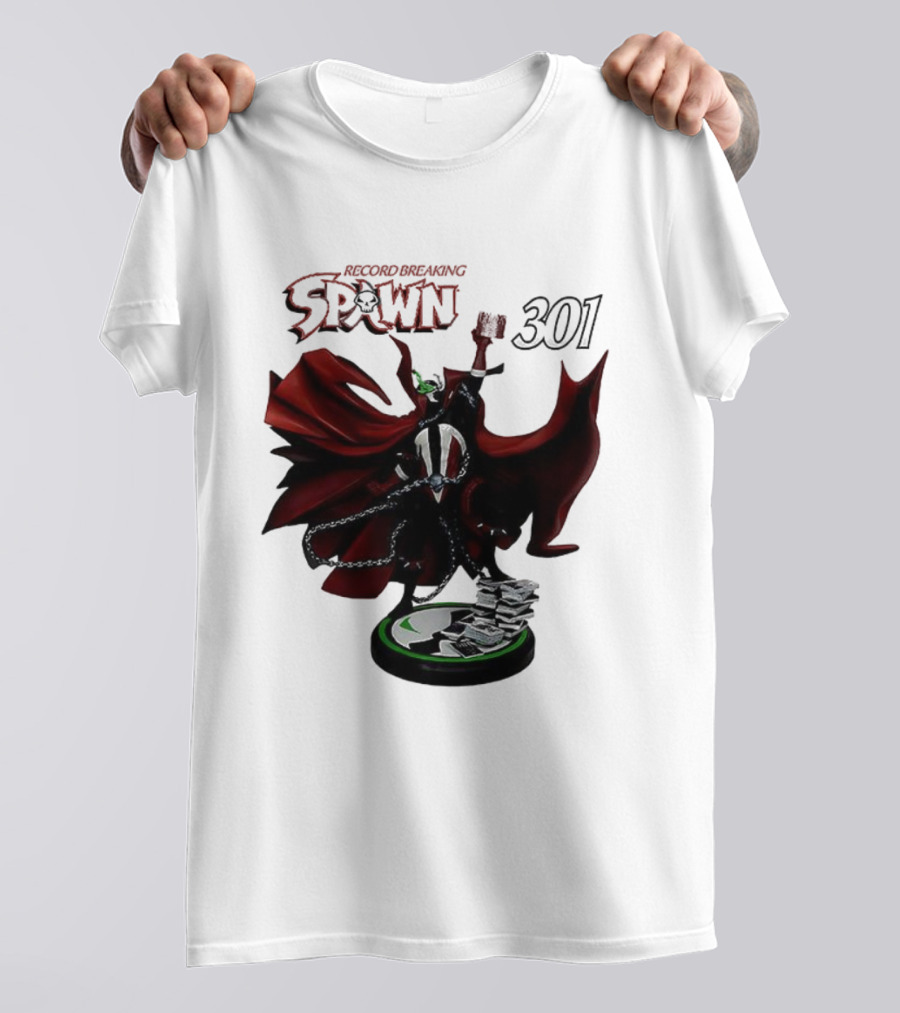 Record Breaking Spawn 301 Comic Iconic Red Cape Hero T-Shirt
