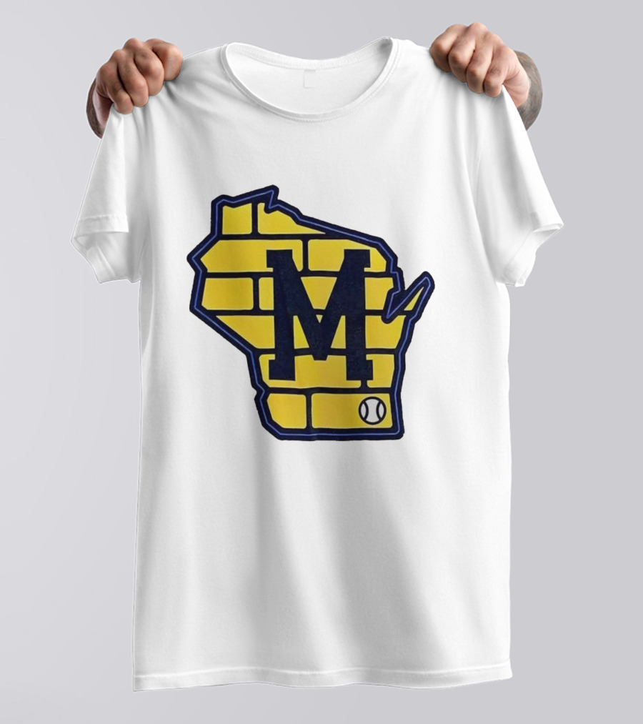 Milwaukee Brewers Wisconsin Brick M Baseball Icon T-Shirt