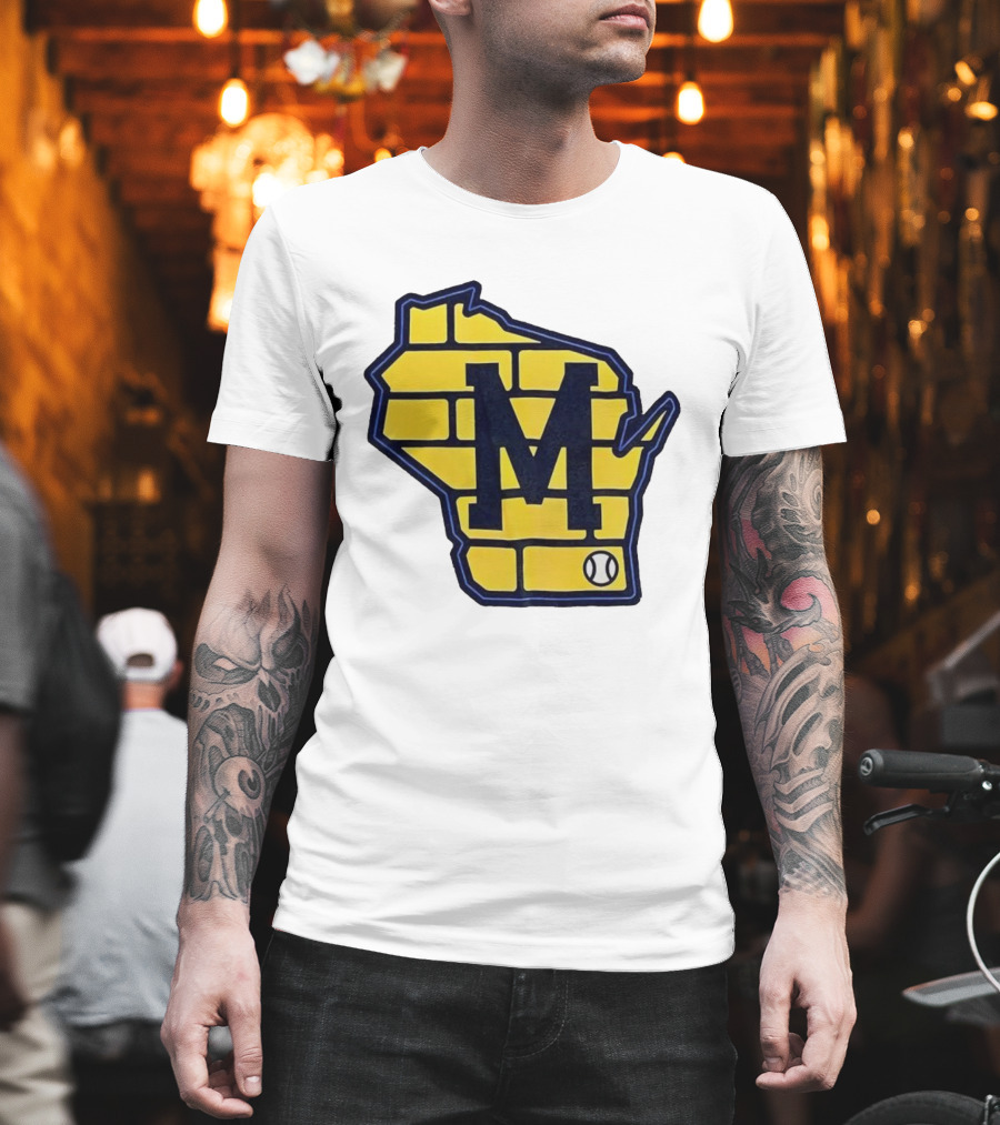 Milwaukee Brewers Wisconsin Brick M Baseball Icon T-Shirt