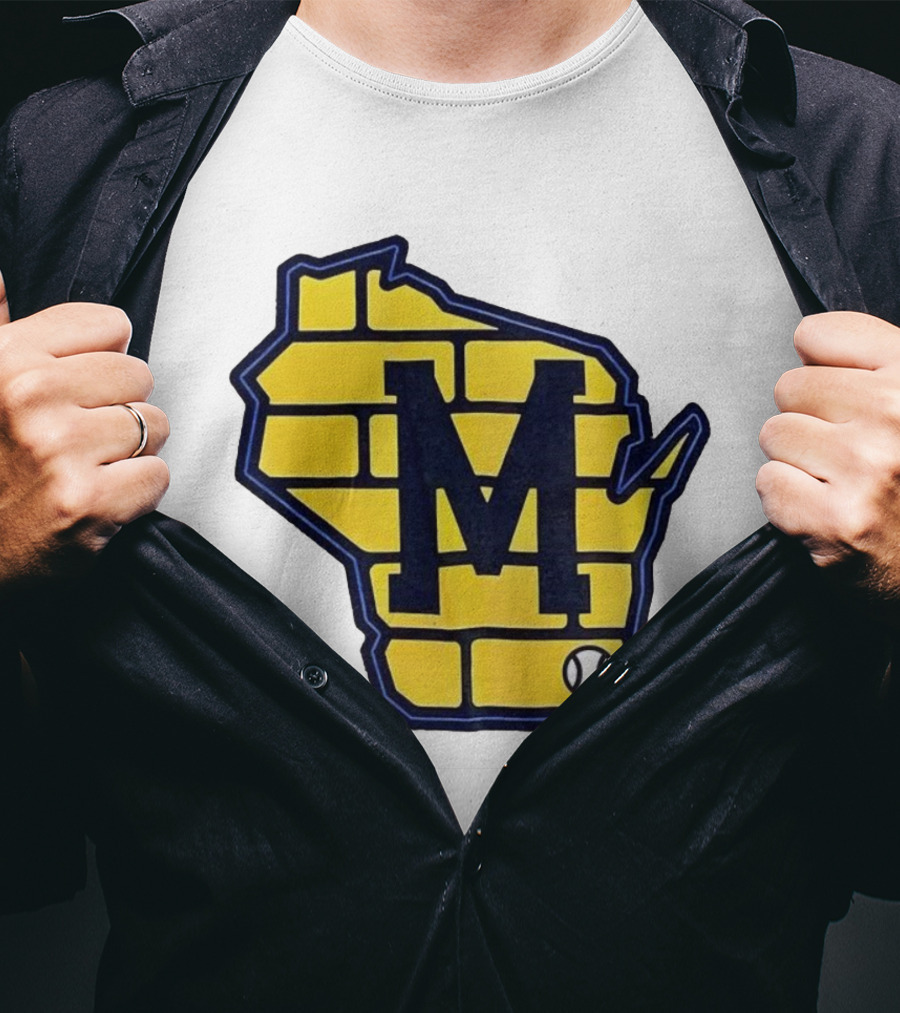 Milwaukee Brewers Wisconsin Brick M Baseball Icon T-Shirt