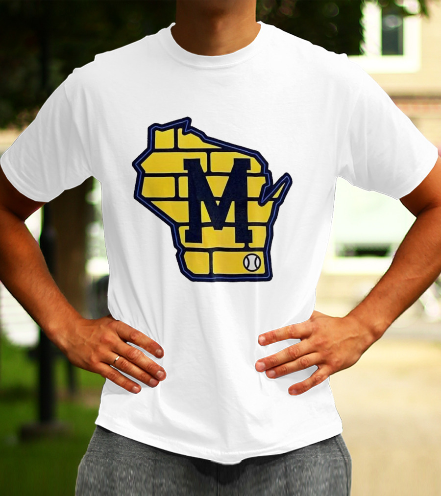 Milwaukee Brewers Wisconsin Brick M Baseball Icon T-Shirt