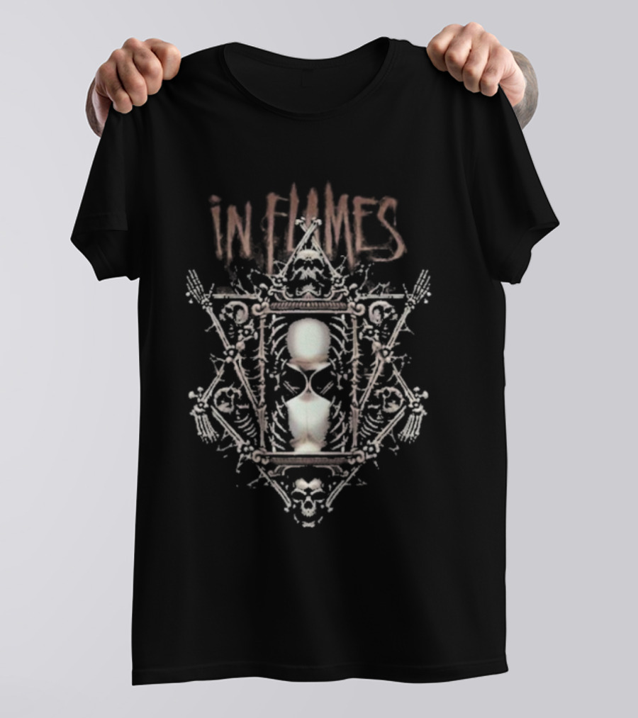 In Flames Dark Hourglass Gothic Symbolic Artwork T-Shirt