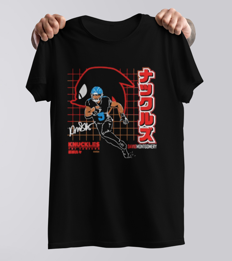 David Montgomery Knuckles The Echidna Grid Style Running Back T-Shirt