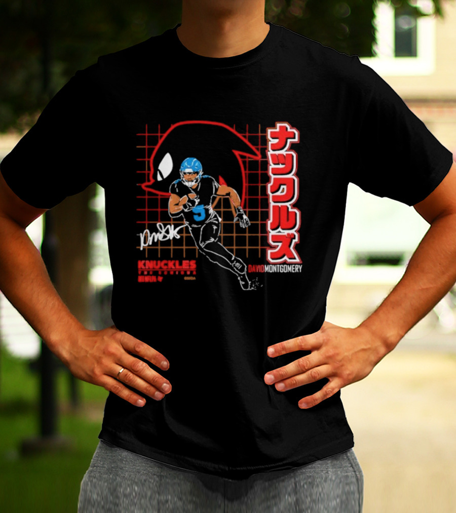 David Montgomery Knuckles The Echidna Grid Style Running Back T-Shirt