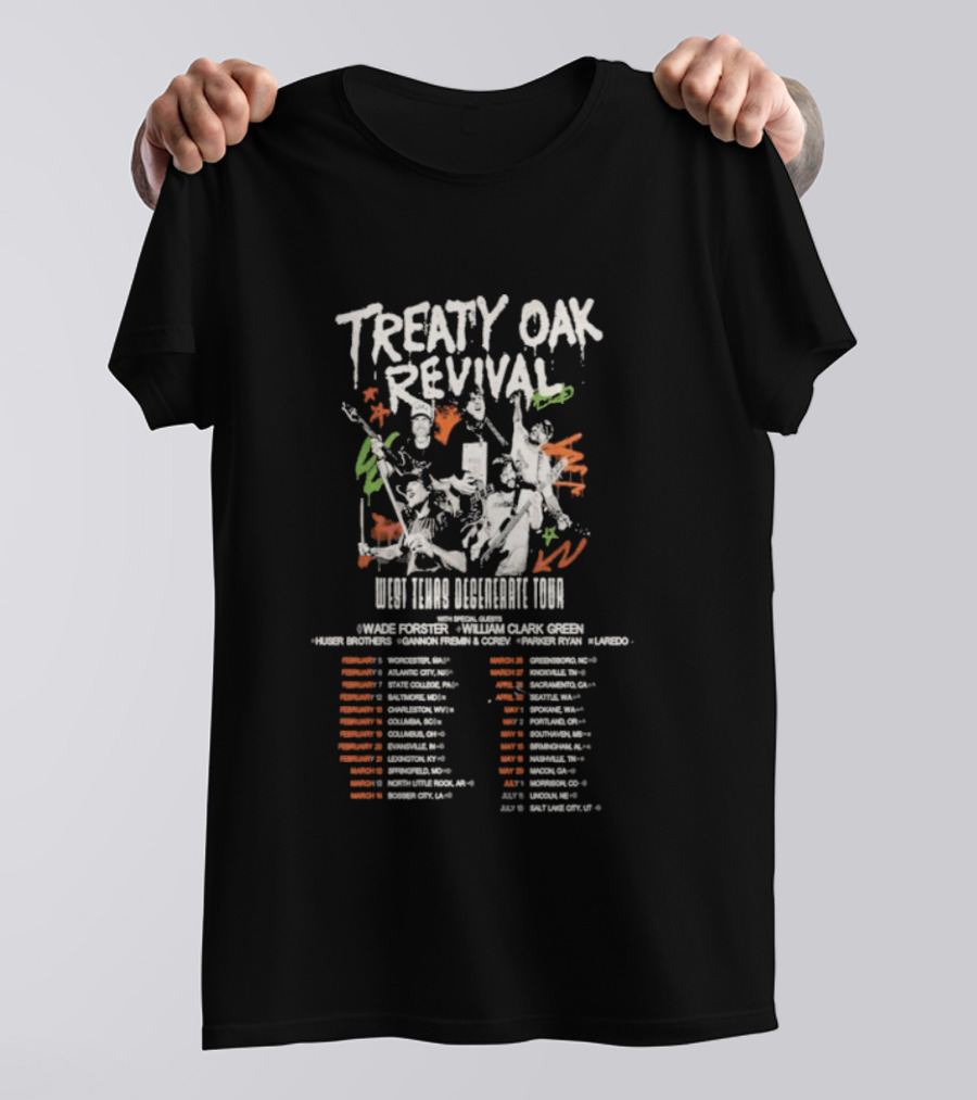 Treaty Oak Revival 2026 West Texas Degenerate Tour Dates And Locations T-Shirt