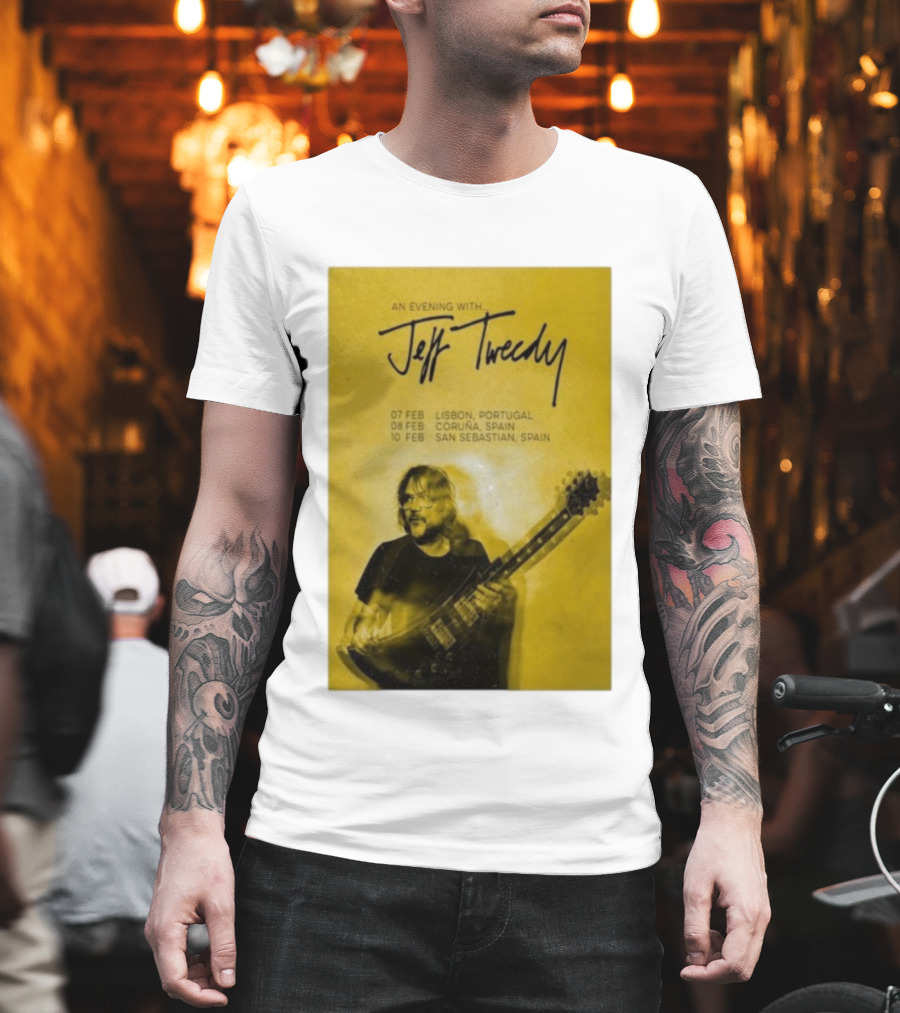An Evening With Jeff Tweedy Lisbon Coruña San Sebastian 2026 Tour Dates Guitar T-Shirt