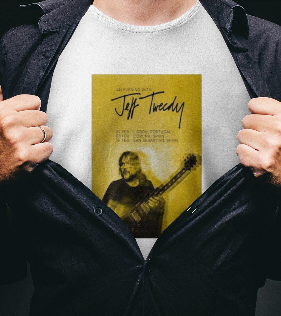 An Evening With Jeff Tweedy Lisbon Coruña San Sebastian 2026 Tour Dates Guitar T-Shirt