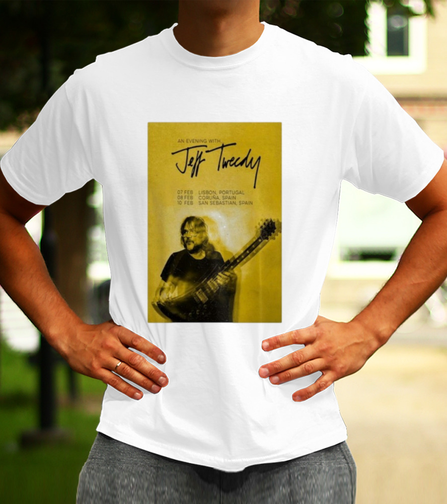 An Evening With Jeff Tweedy Lisbon Coruña San Sebastian 2026 Tour Dates Guitar T-Shirt