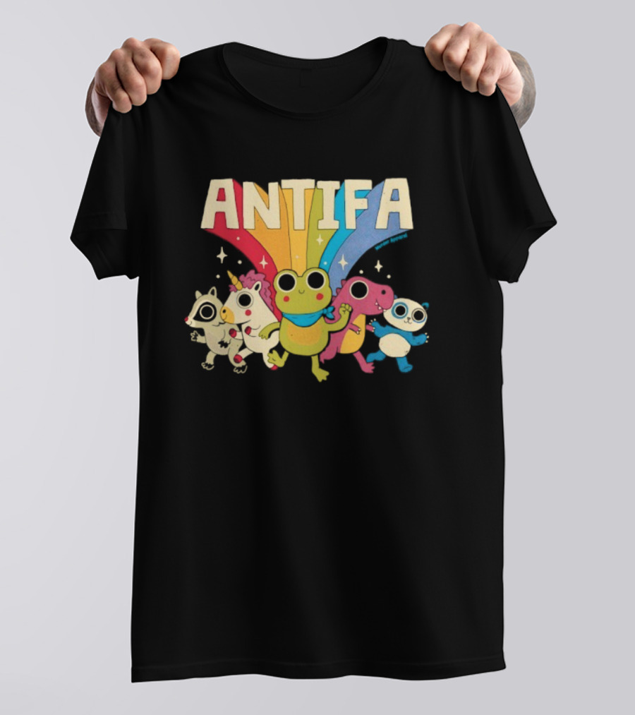 Antifa Frog Unicorn Panda Cute Animal Friends Rainbow T-Shirt