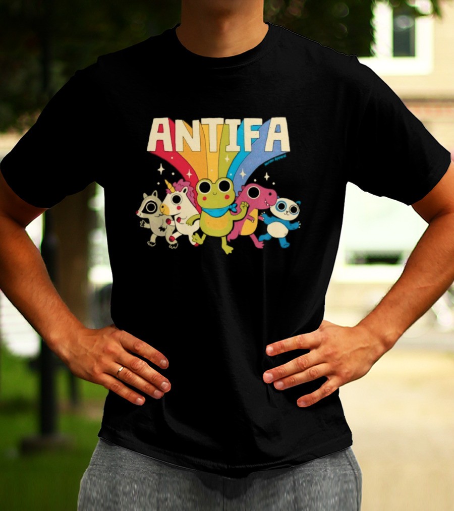 Antifa Frog Unicorn Panda Cute Animal Friends Rainbow T-Shirt