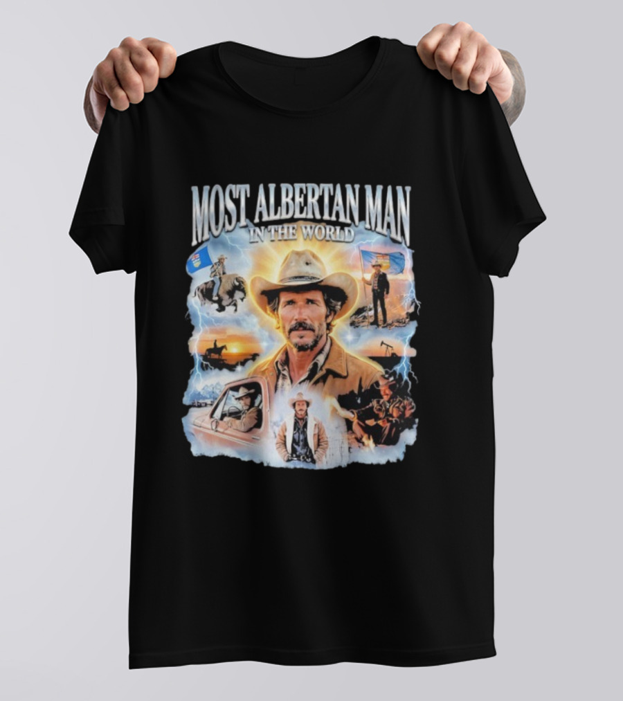 MOST ALBERTAN MAN IN THE WORLD Arthur Morgan Cowboy Adventure Alberta Imagery T-Shirt