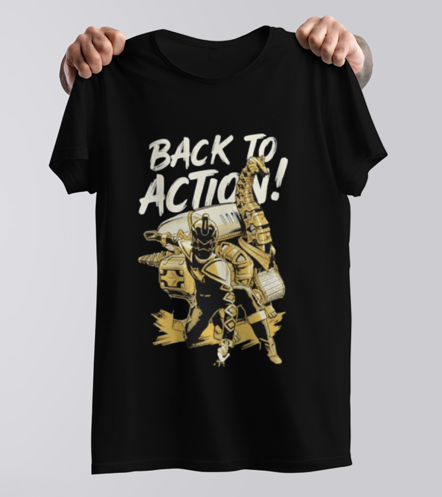 Back To Action Power Rangers Dino Thunder Black Ranger With Brachiozord T-Shirt