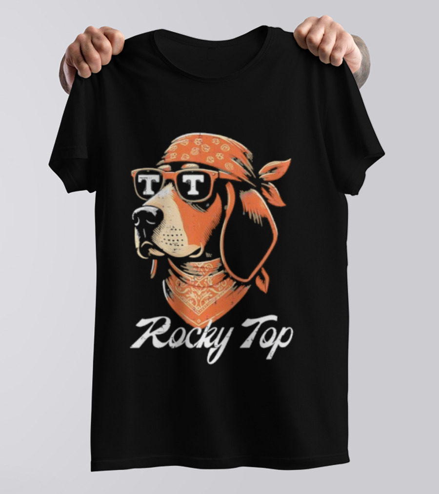 Rocky Top Vols Dog Wearing Sunglasses Tennessee Football T-Shirt