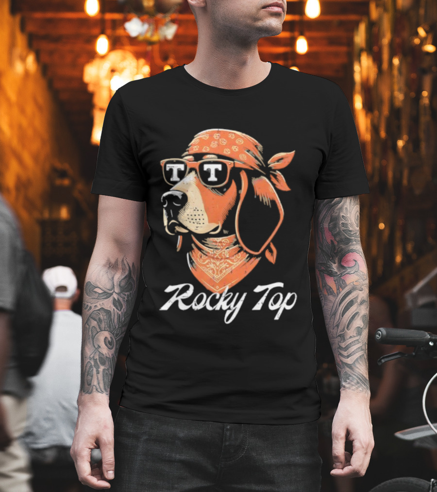 Rocky Top Vols Dog Wearing Sunglasses Tennessee Football T-Shirt