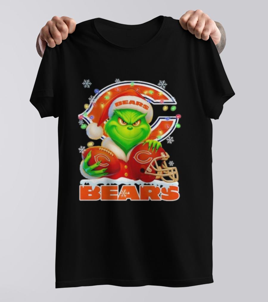 Grinch Bears Christmas Football Helmet Chicago T-Shirt
