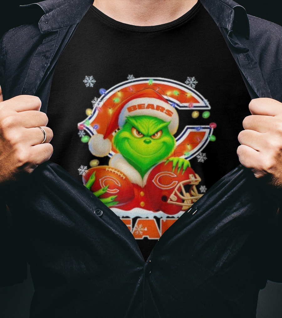 Grinch Bears Christmas Football Helmet Chicago T-Shirt
