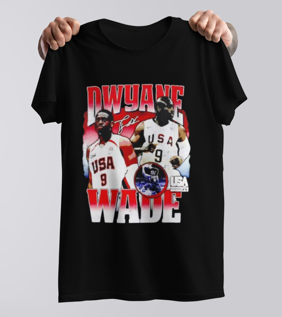Dwyane Wade USA Basketball Signature Vintage 9 Retro Team USA T-Shirt