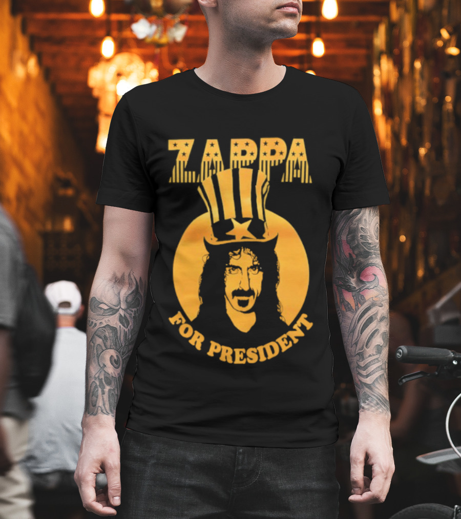 Zappa For President Iconic Yellow Portrait With Star Crown T-Shirt