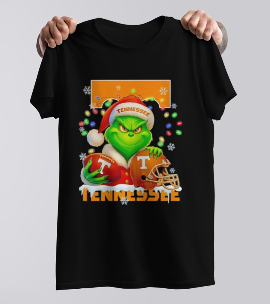Grinch Tennessee Volunteers Helmet Football Merry Christmas T-Shirt