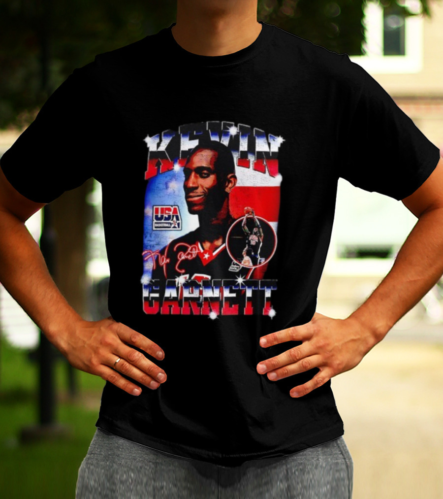 Kevin Garnett USA Basketball Signature Vintage Player Collage T-Shirt