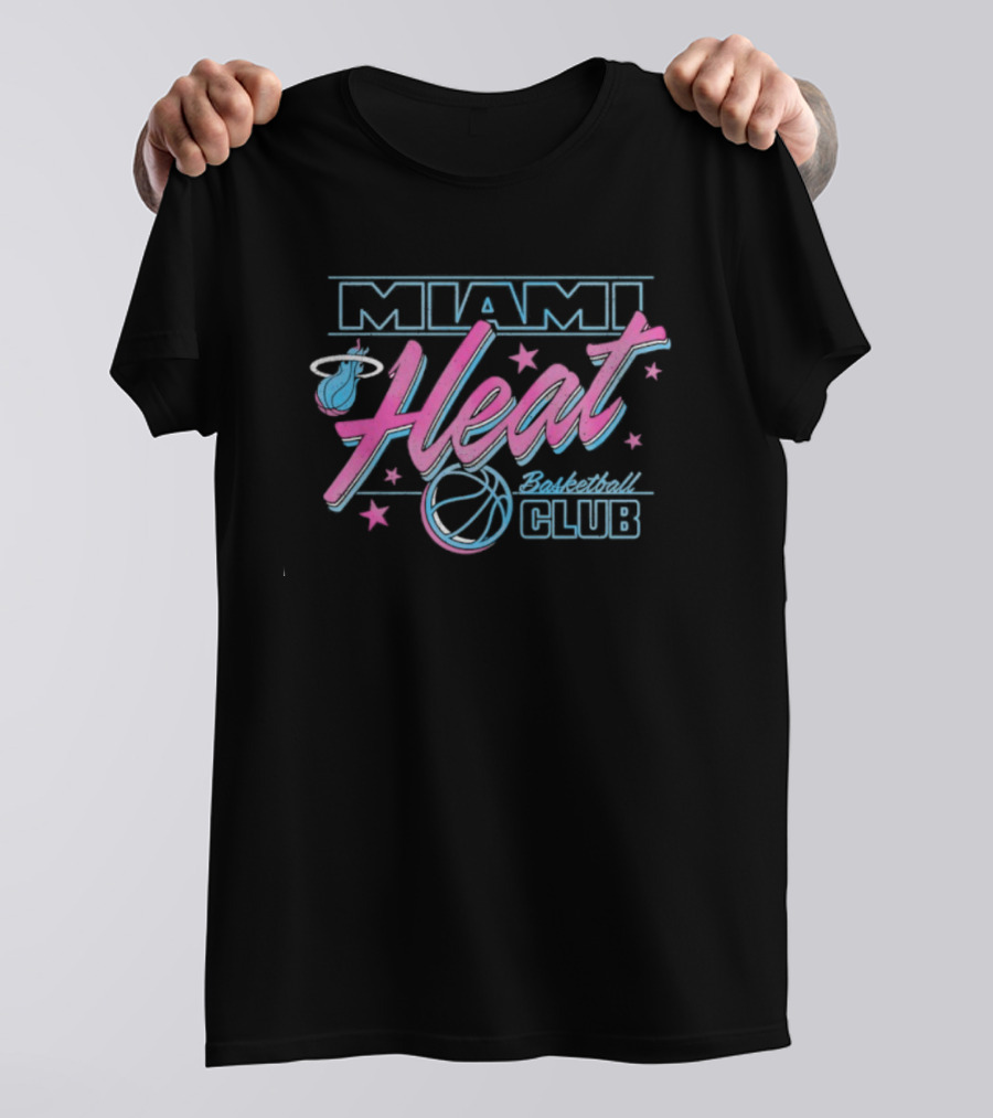 Miami Heat Basketball Club Retro Neon Style T-Shirt