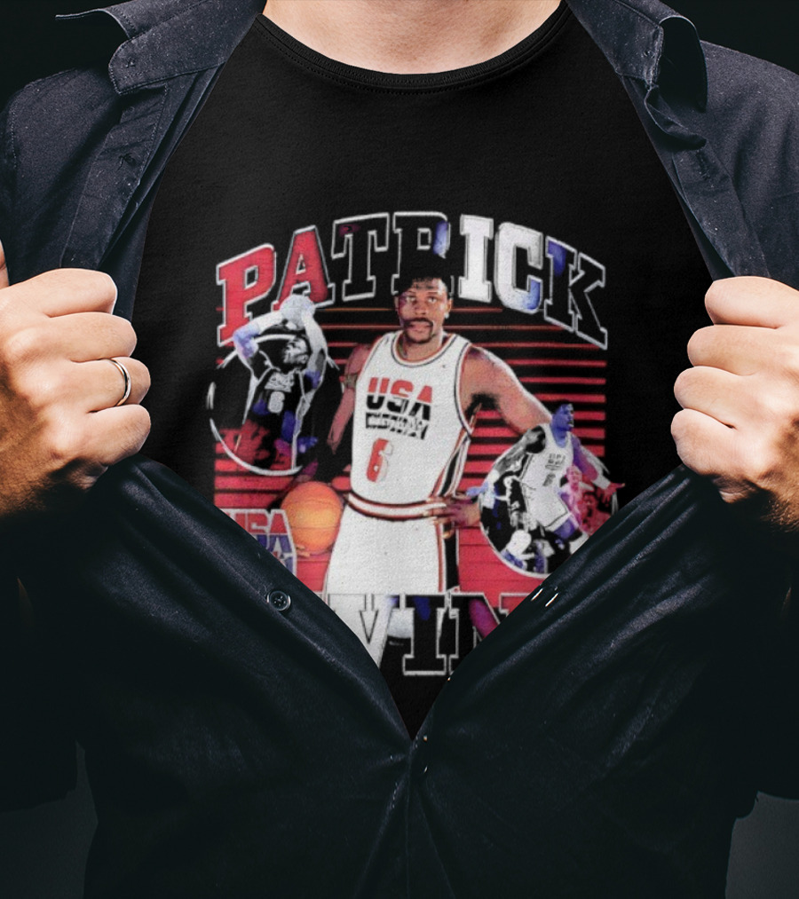 Patrick Ewing USA Basketball Number 6 Vintage Retro Style T-Shirt