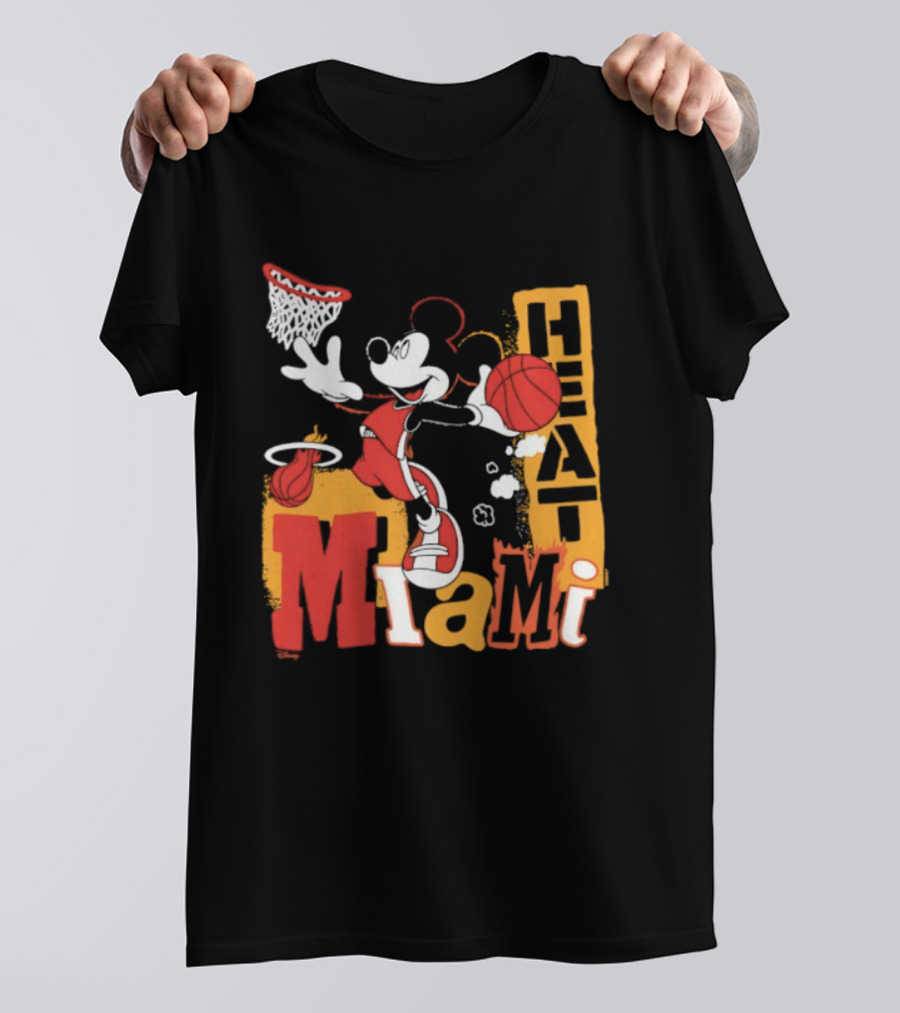 Mickey Mouse Miami Heat Basketball Collaboration T-Shirt
