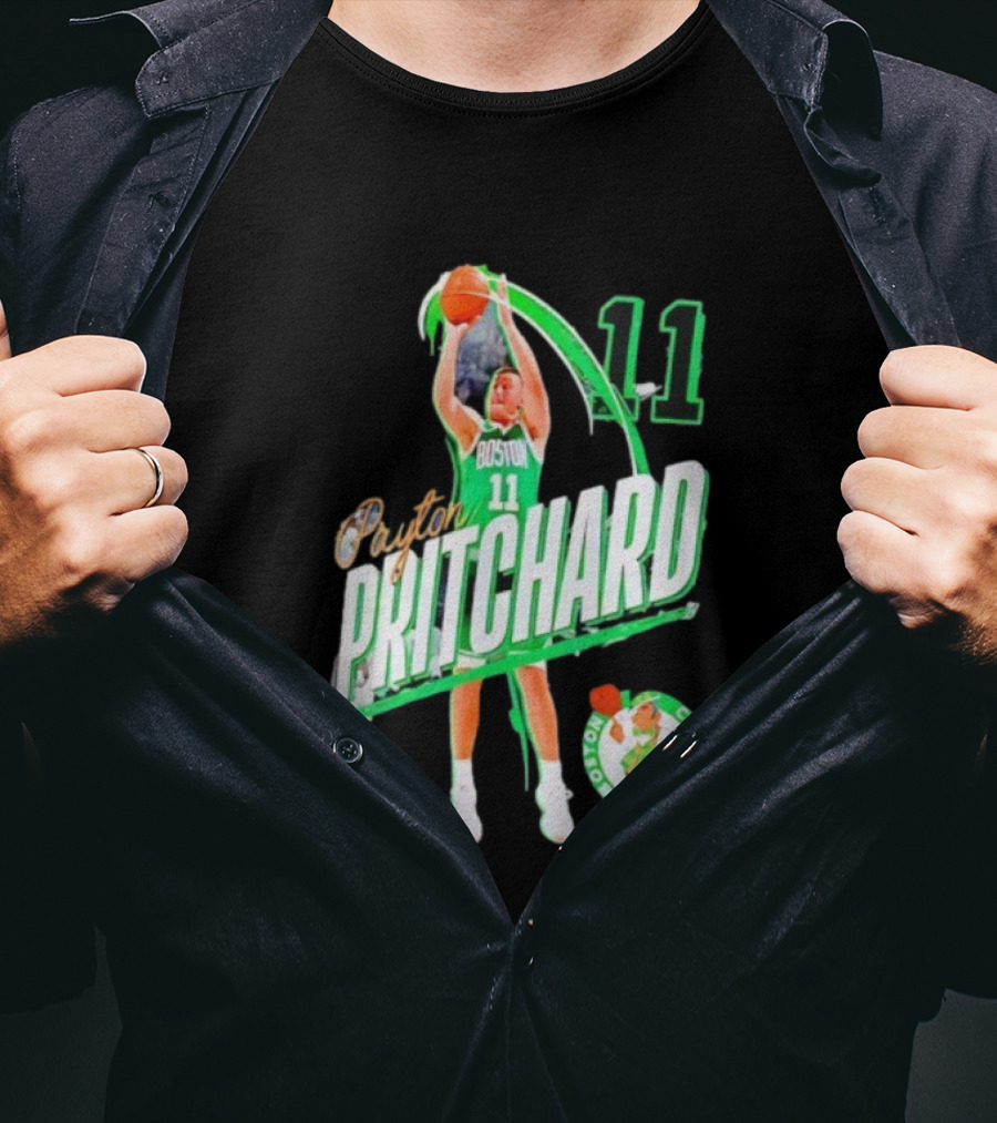 Boston Celtics Payton Pritchard 11 Basketball Player Action T-Shirt