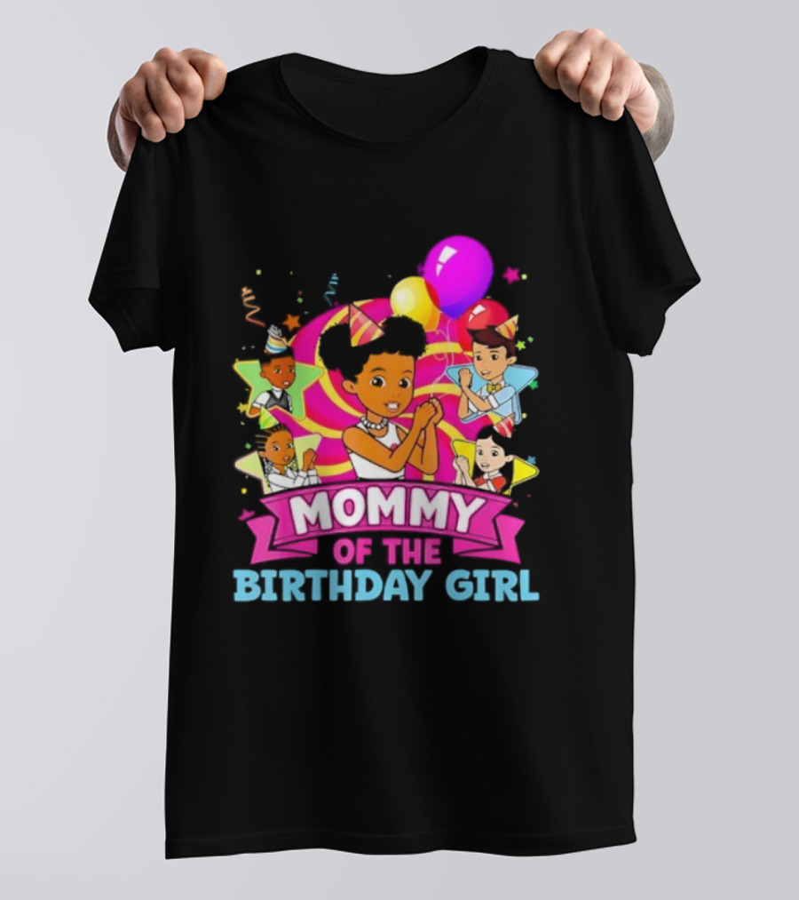Mommy Of The Birthday Girl Pink Balloons Celebration Family Party T-Shirt
